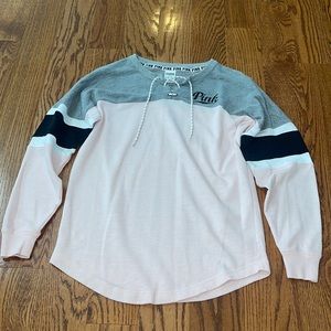 Pink Varsity Crew, like new, (size: adult xs) oversized